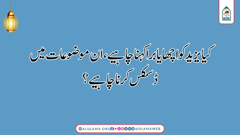 کیا یزید کو اچھا یا برا کہنا چاہیے، ان موضوعات میں ڈسکس کرنا چاہیے؟