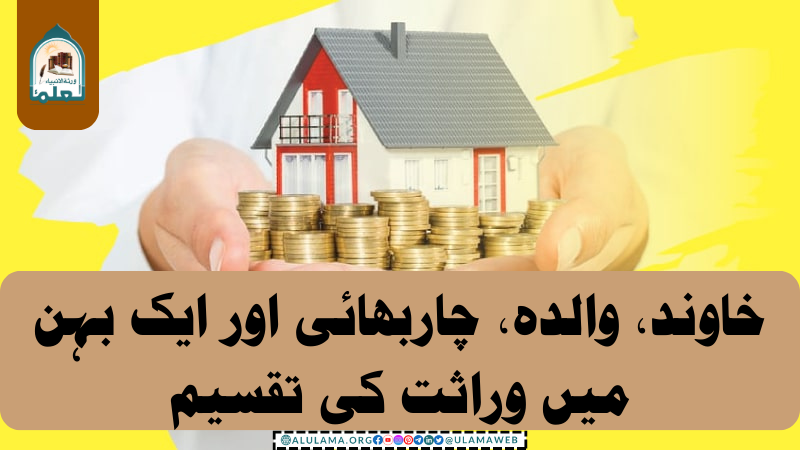 خاوند، والدہ، چاربھائی اور ایک بہن میں وراثت کی تقسیم