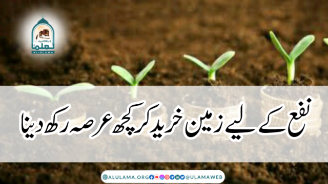 نفع کے لیے زمین خرید کر کچھ عرصہ رکھ دینا