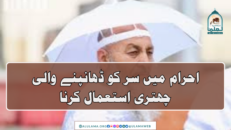 احرام میں سر کو ڈھانپنے والی چھتری استعمال کرنا