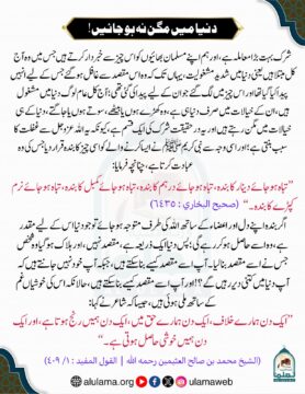 دنیا میں مگن نہ ہو جائیں!