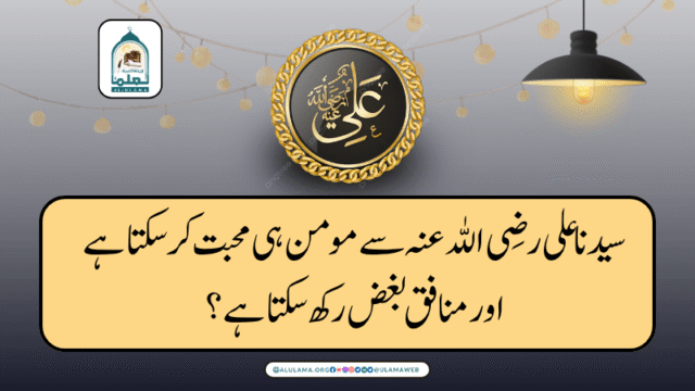 سیدنا علی رضی اللہ عنہ سے مومن ہی محبت کر سکتا ہے اور منافق بغض رکھ سکتا ہے؟