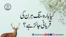کیا بارہ سنگ ہرن کی قربانی جائز ہے؟