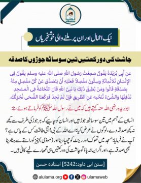 چاشت کی دو رکعتیں تین سو ساٹھ جوڑوں کا صدقہ