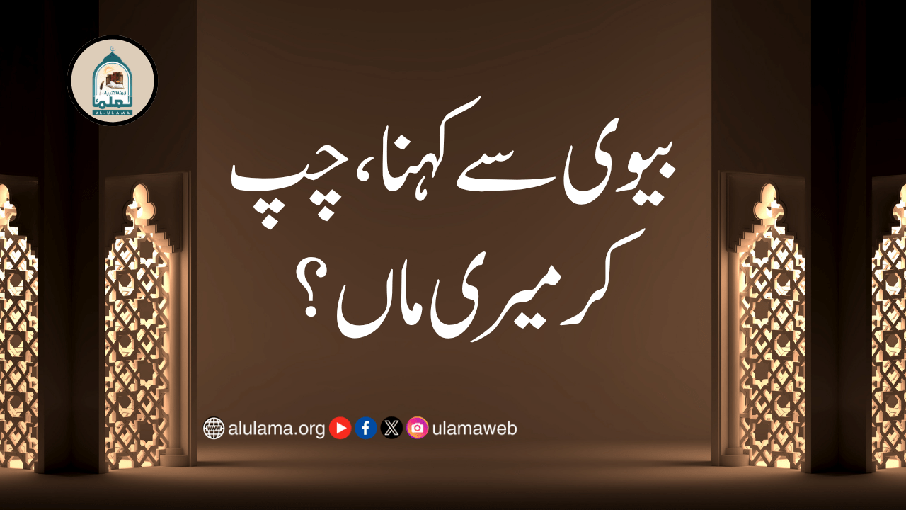 بیوی سے کہنا،چپ کر میری ماں؟