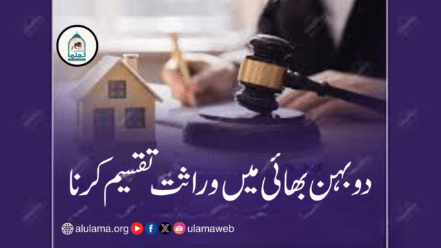 دو بہن بھائی میں وراثت تقسیم کرنا