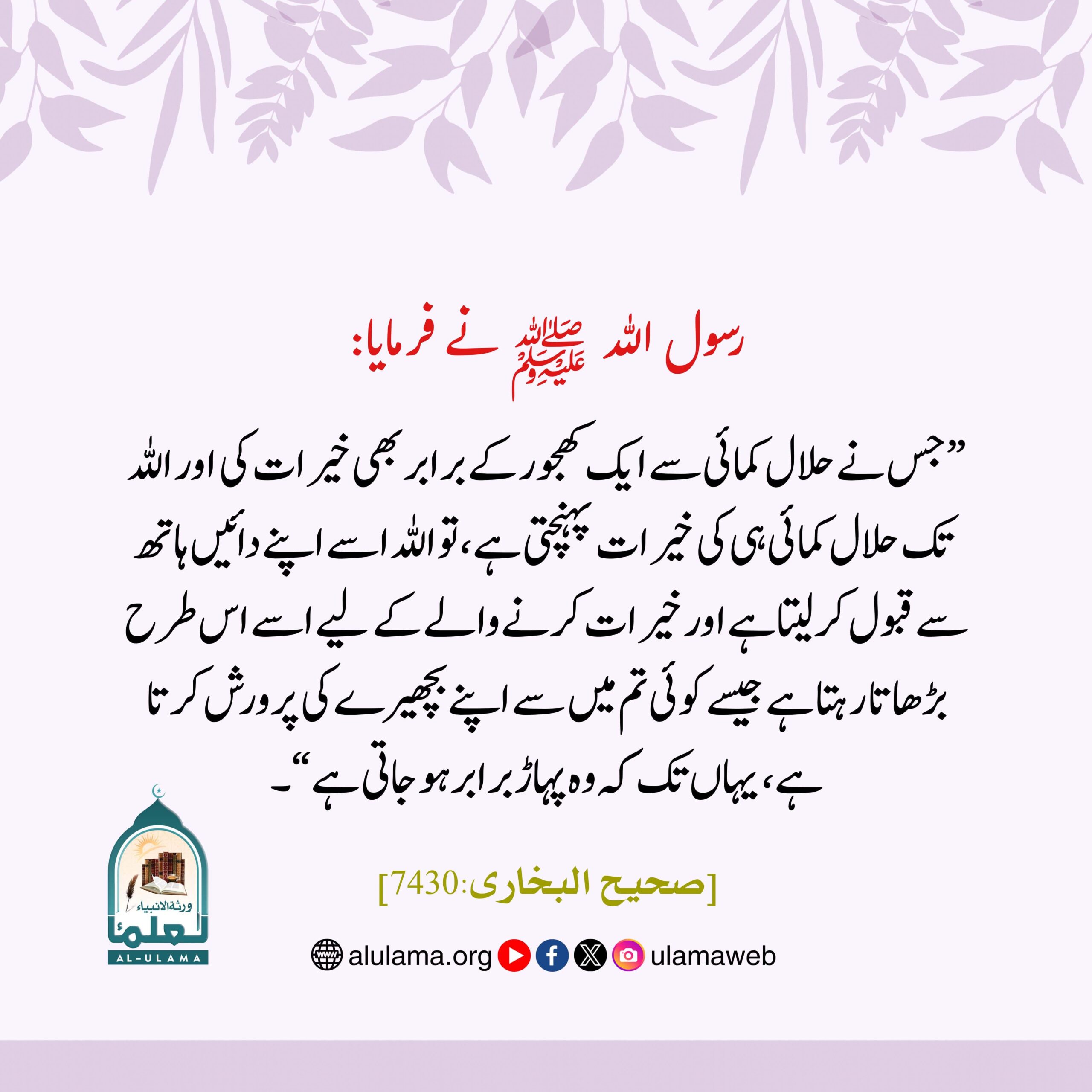حلال کمائی سے ایک کھجور صدقہ