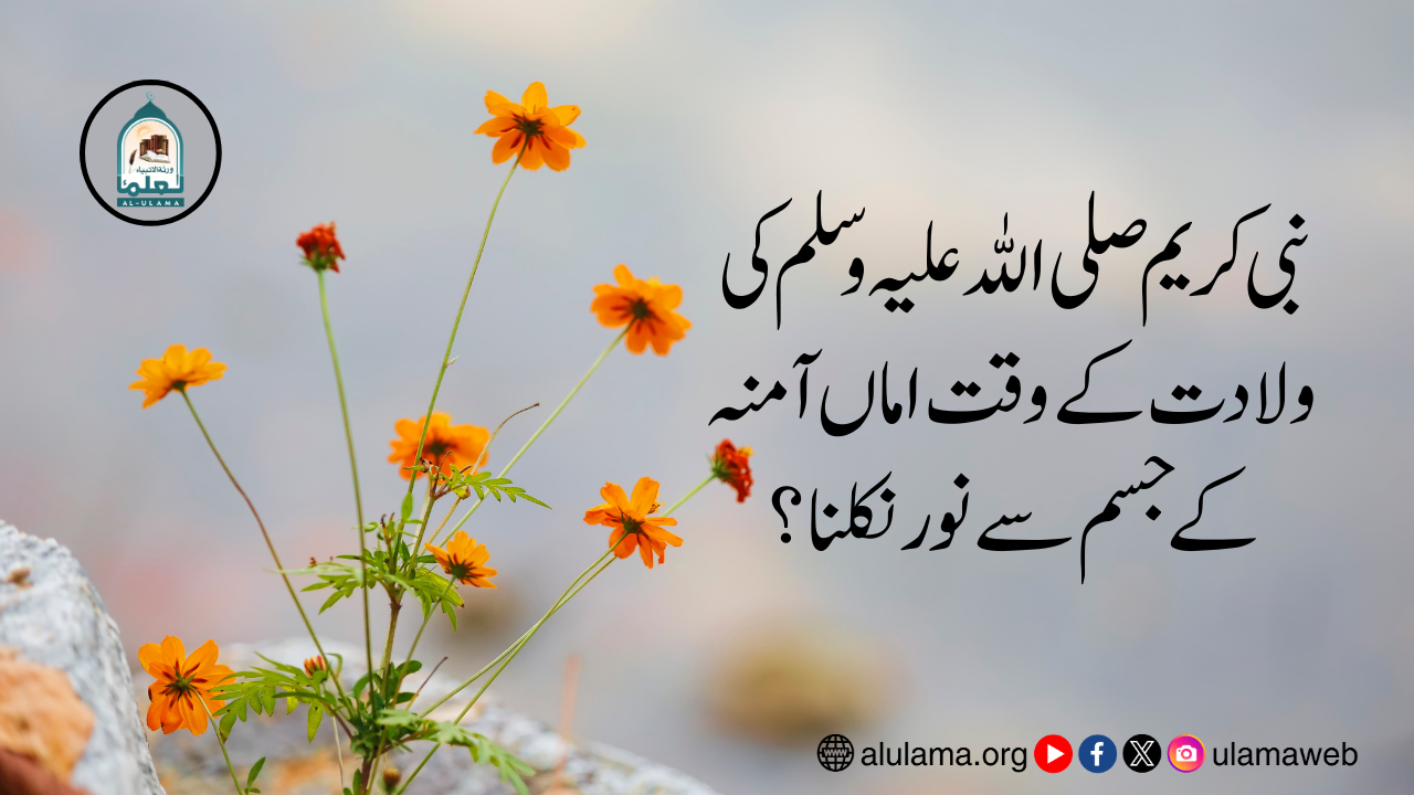 نبی کریم صلی اللہ علیہ وسلم کی ولادت کے وقت اماں آمنہ کے جسم سے نور نکلنا؟