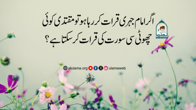 اگر امام جہری قرات کر رہا ہو تو مقتدی کوئی چھوٹی سی سورت کی قرات کر سکتا ہے؟