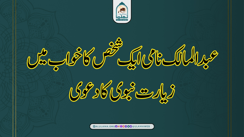 عبد المالک نامی ایک شخص کا خواب میں زیارت نبوی کا دعوی