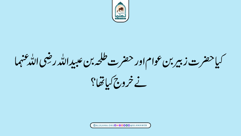 کیا حضرت زبیر بن عوام اور حضرت طلحہ بن عبید اللہ رضی اللہ عنہما نے خروج کیا تھا؟