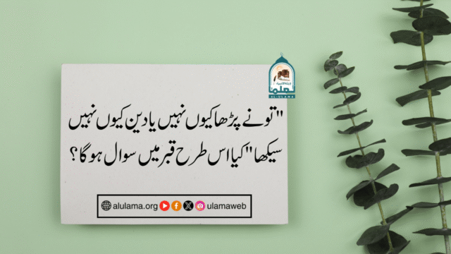 “تو نے پڑھا کیوں نہیں یا دین کیوں نہیں سیکھا” کیا اس طرح قبر میں سوال ہوگا؟