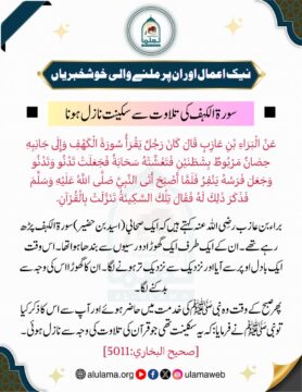 سورة الکہف کی تلاوت سے سکینت نازل ہونا