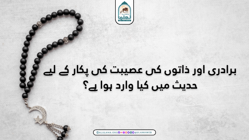 برادری اور ذاتوں کی عصیبت کی پکار کے لیے حدیث میں کیا وارد ہوا ہے؟