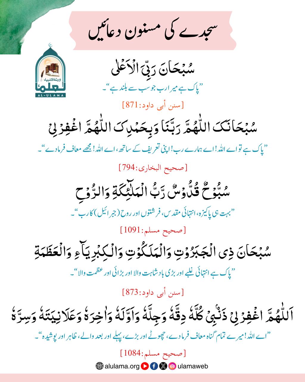 سجدے کی مسنون دعائیں