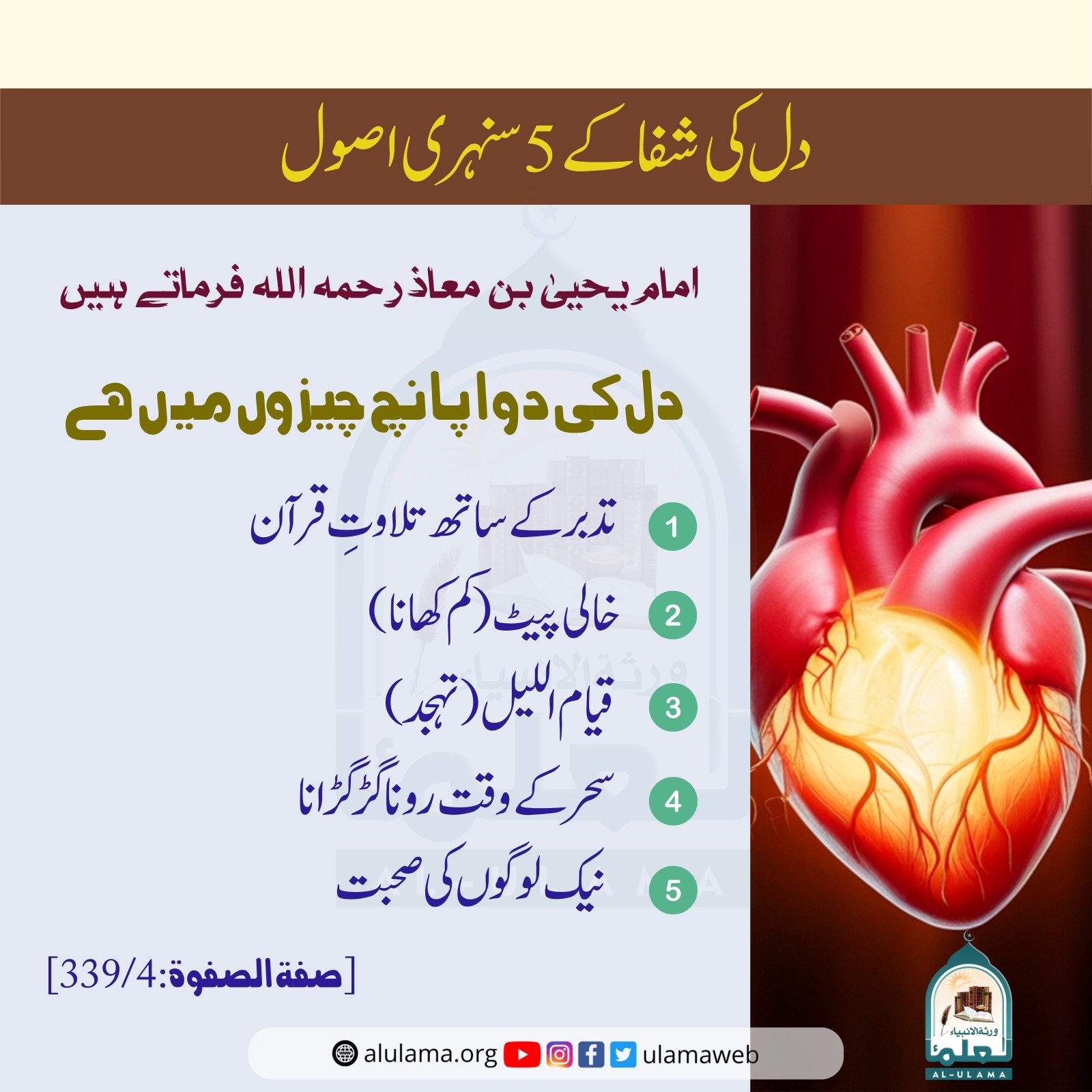 دل کی شفاء کے پانچ سنہری اصول