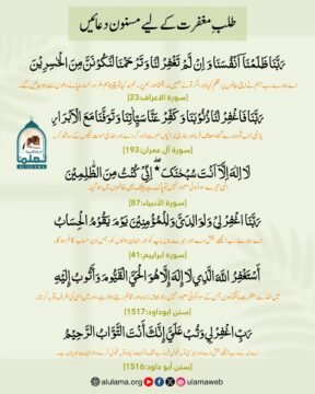 طلبِ مغفرت کے لیے مسنون دعائیں
