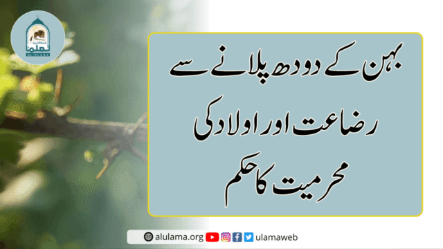 بہن کے دودھ پلانے سے رضاعت اور اولاد کی محرمیت کا حکم