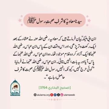 سیدنا معاویہؓ کا شرفِ صحبتِ رسول ﷺ